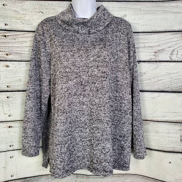 Lane Bryant Women’s Cowl Neck Sweater Size 14/16 Gray Marled Knit Pullover Long - Picture 1 of 7